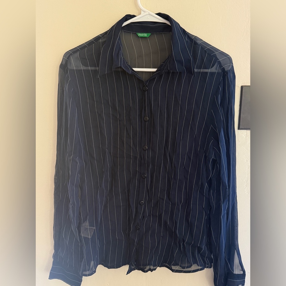 Vintage United Colors of Benetton Sheer Striped Shirt